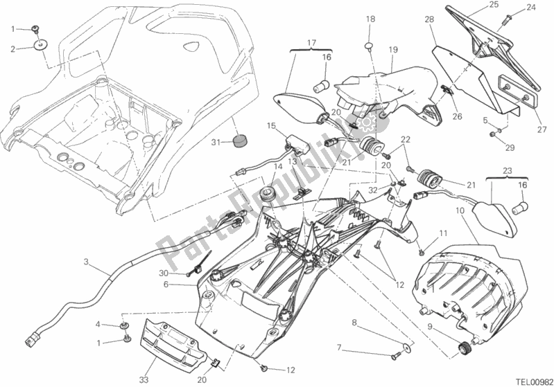 Todas las partes para 27a - Soporte De Placa de Ducati Multistrada 1200 Enduro Touring 2018